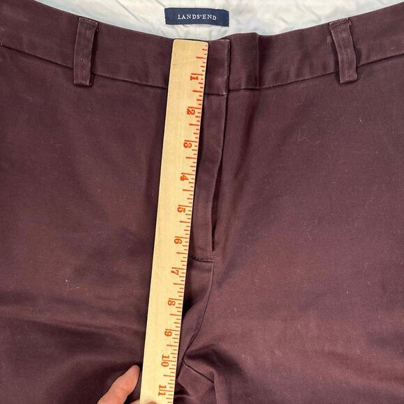 Lands' End Women Sz 10 Burgundy Mid Rise Flat Front Straight Fit 2 Chino Pant - Picture 3 of 9